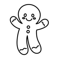 Holiday gingerbread man cookie line icon.