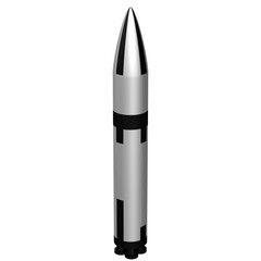 3d rendering illustration of a stylized ICBM missile