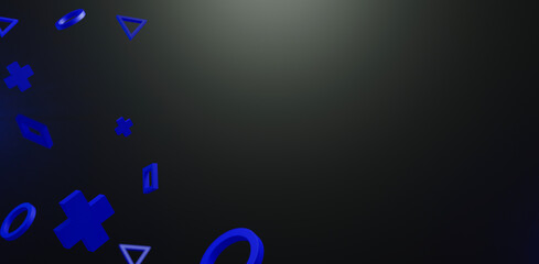 gaming geometry button icon floating on background, 3d illustration rendering, abstract of wallpaper for gamer © issaronow