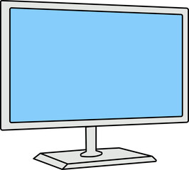 Self drawing animation of display, screen.  Blue screen. Isolated design element.