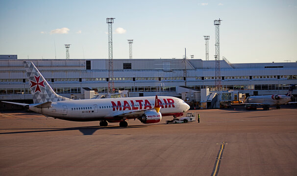 Stockholm, Arlanda Sweden - October 11, 2022: plane from Malta has just landed