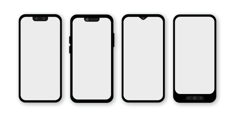 Smartphone phone mockup with White blank screen