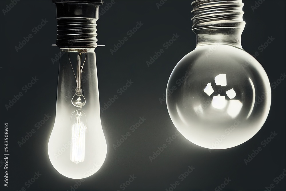 Poster a light bulb and a light bulb with a light inside of it. generative ai