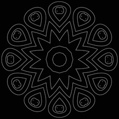 Circular pattern Elegant mandala design on black background