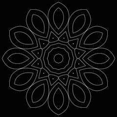 Circular pattern Elegant mandala design on black background