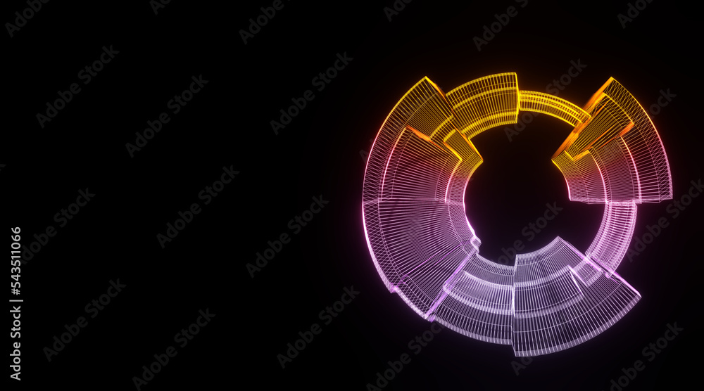Poster futuristic colorful sphere of lines. network connection big data. abstract technology background. pl