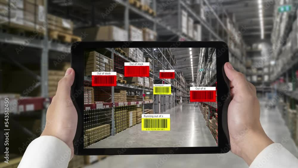 Poster augmented reality technology system in deft smart warehouse identify package picking and delivery . 