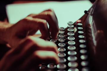 typing on a typewriter