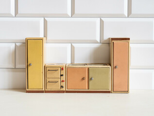 Miniature dollhouse furniture - kitchen cabinets
