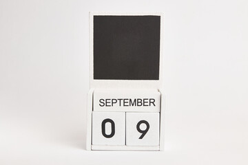 Calendar with the date September 9 and a place for designers. Illustration for an event of a certain date.