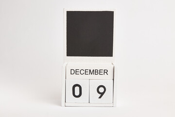 Calendar with the date December 9 and a place for designers. Illustration for an event of a certain...