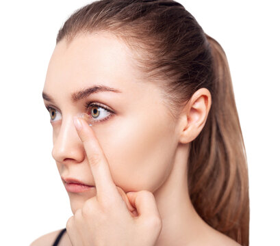 Young Woman Wearing Contact Lenses.