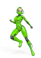 super gynoid in action pose