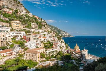 Fototapeta na wymiar Panoramic view of Positano, small town in the Costiera Amalfitana, southern Italy