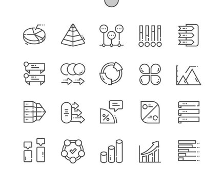 Infographics. Business data visualization. Graph, diagram, options, parts or processes. Pixel Perfect Vector Thin Line Icons. Simple Minimal Pictogram