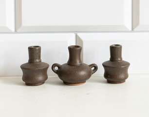 Miniature ceramic jugs for dollhouse