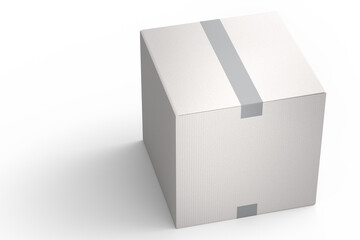 Cardboard box or carton on white background, carrying parcel and online shopping