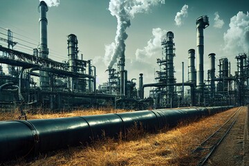 oil refinery factory, industrial gas pipeline, european energy crisis, generative ai