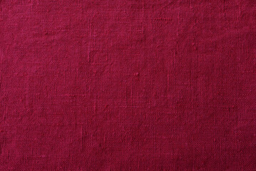 Linen burgundy canvas background textile texture.