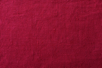 Linen burgundy canvas background textile texture.
