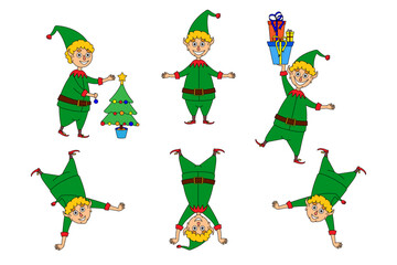 Fototapeta premium set of merry elves. vector illustration of a character
