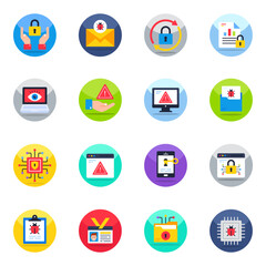 Pack of Security and Safety Flat Icons 
