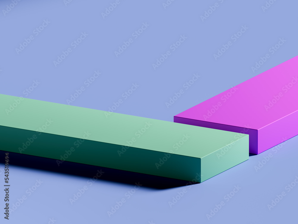 Poster bright shapes podium for product display. 3d rendering