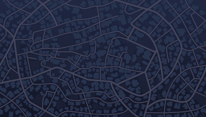 City top view. Gps map navigation to own house. View from above the map buildings. Detailed view of city. Decorative graphic tourist map. Abstract background. Flat style, Vector, illustration isolated