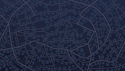 City top view. Gps map navigation to own house. View from above the map buildings. Detailed view of city. Decorative graphic tourist map. Abstract background. Flat style, Vector, illustration isolated