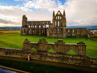 Morning view of Whitby, a seside city overlooking the North Sea in North Yorkshire, England