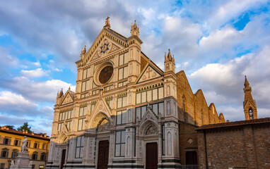 Basilica of the Holy Cross (Santa Croce) at sunset, Florence, Italy