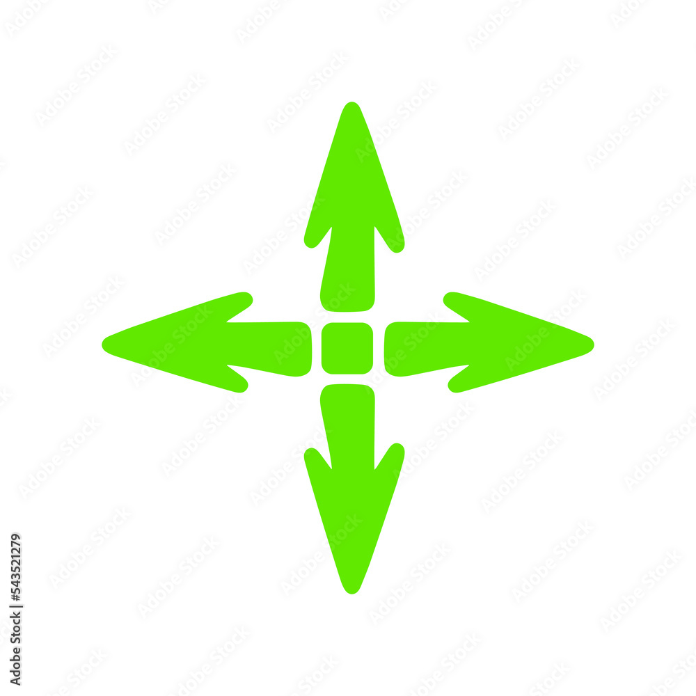Poster simple doodle arrow icon isolated on white background. web game cursor. down, up, right, left move n