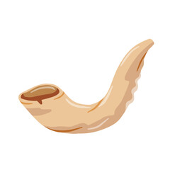 Jewish horn shofar. Ritual religious ancient trumpet. Flat cartoon illustration