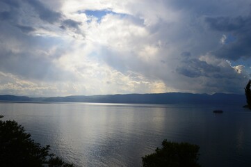 lake in blue color at dusk