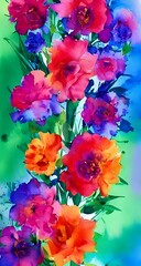 Beautiful blooms in shades of pink, purple, and blue come together to create an idyllic watercolor bouquet. The delicate petals are just begging to be touched, and the vibrant colors fill the heart wi