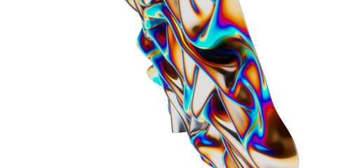 3D render abstract background. Colorful twisted shapes in motion. Computer generated digital art for poster, flyer, banner
