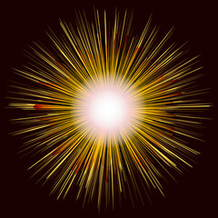 Explode Flash, Cartoon Explosion, Star Burst on Dark Background.