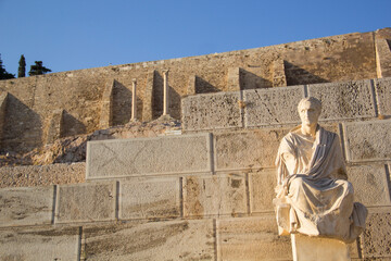 Antique marble sculpture at the Acropolis in Athens, Greece
