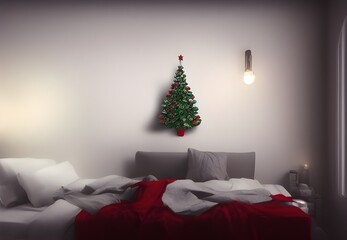 a christmas photorealistic painting, home, interior, new year mood, new year room, christmas interior