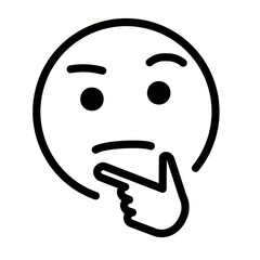 Thinking Face vector flat icon. Isolated yellow face with furrowed eyebrows looking upwards with thumb and index finger sign design.
