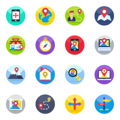 Fototapeta premium Pack of Map Flat Icons 