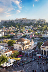 Fototapeta na wymiar Beautiful view of the Acropolis and Monastiraki area in Athens, Greece