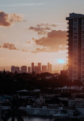 sunset over city vertical miami usa florida 