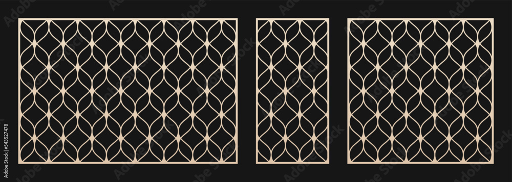 Poster laser cut panels. vector template, abstract geometric pattern in oriental style. delicate grid, mesh