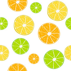 Citrus pattern with slices of lemon lime and orange vector