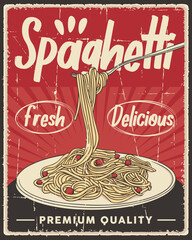 Retro Pasta Spaghetti Italian Food Poster
