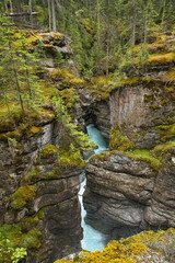 View of the depth of Maligne Canyon in Jasper National Park,Alberta,Canada,North America
