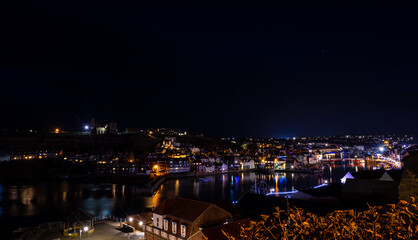 Night view of Whitby Abbey in Yorkshire