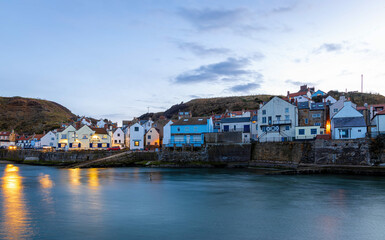 Fototapeta na wymiar View of Staithes, a seaside village in the borough of Scarborough in North Yorkshire, England