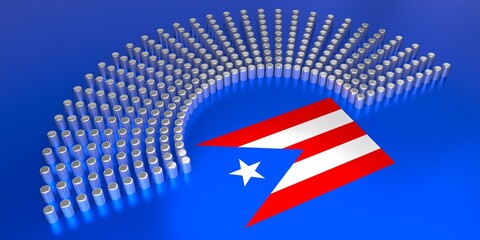 Naklejka premium Puerto Rico flag - voting, parliamentary election concept - 3D illustration